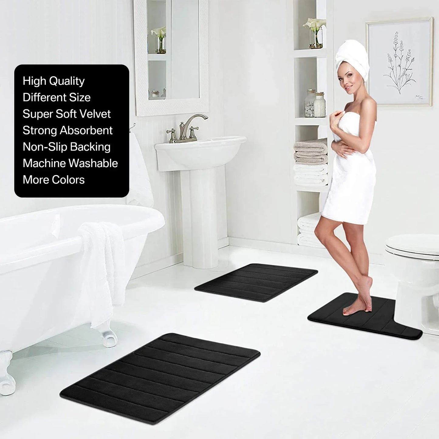 Super Absorbent Bath Mat Memory Foam
