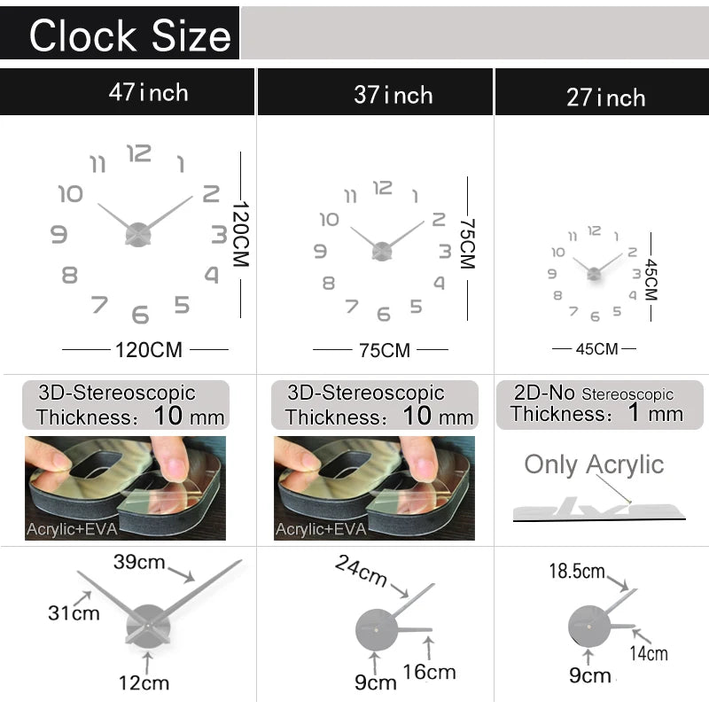 Fashion 3D DIY Wall Clock